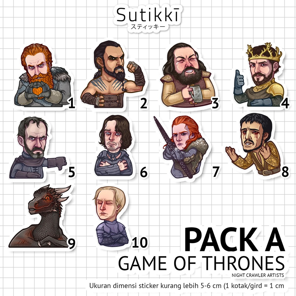 Sutikki | Sticker Pack Game of Thrones Stiker Laptop Aesthetic | TV Series HBO Film Seri Film