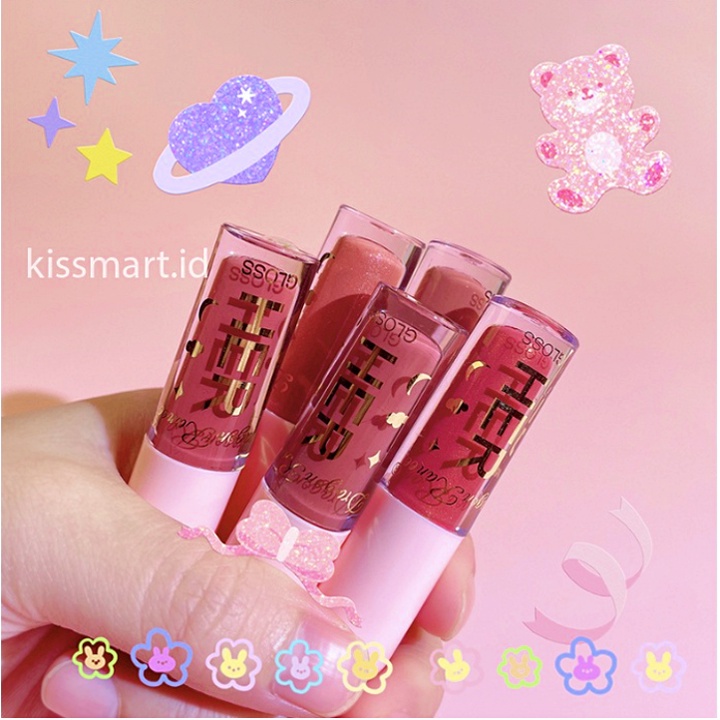 HER Lip Glow Glitter Lipstik Liquid Cair 8 Warna Waterproof Lipstick Berfungsi Membuat Kelopak Mata Langsung Cetar Dan Berkilau XX035