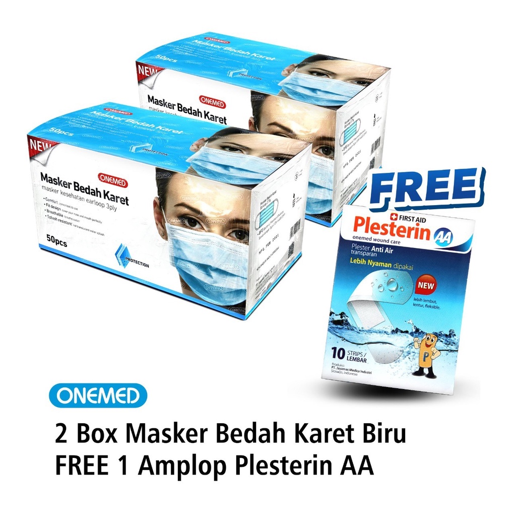 Masker Karet Medis Warna OneMed 2 Box Free Plesterin AA Amplop - OJ2