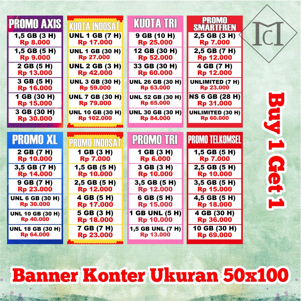 BANNER SPANDUK KONTER PULSA UKURAN 50X100