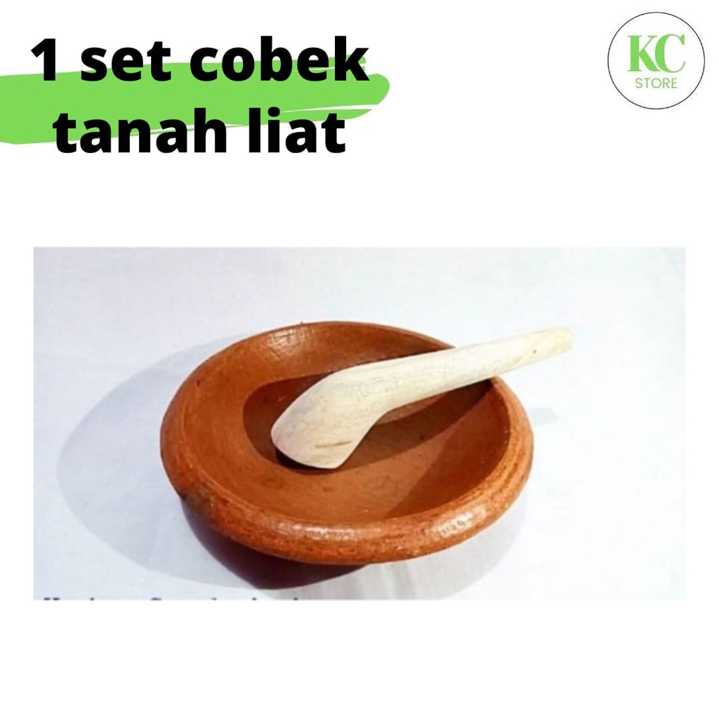 1Set Cobek Tanah Liat Coet Tanah Liat Set Ulekan Lumpang Tanah Liat