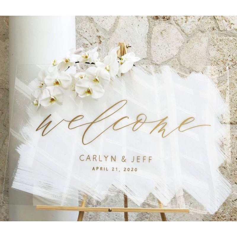 WELCOME SIGN WEDDING ACRYLIC || Akrilik Welcome Sign Pernikahan | Papan Selamat Datang Acara