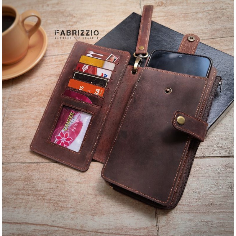 dompet panjang hp universal kulit asli