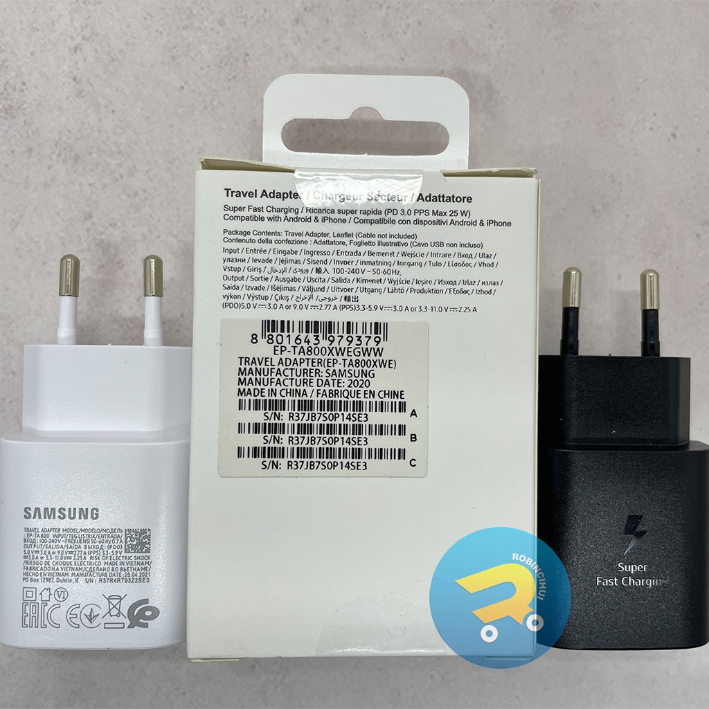 Charger Adaptor Samsung 25 Watt Type C Usb C Fast Charging Original Samsung - Adapter Samsung 25 Watt - Batok Samsung 25 Watt - Kepala Samsung Note10, A70, A80, S20, S20 Ultra, S20+, S21, S21+, S21 Ultra, S22, S22+, S22 Ultra, galaxy note 20, note 20+,