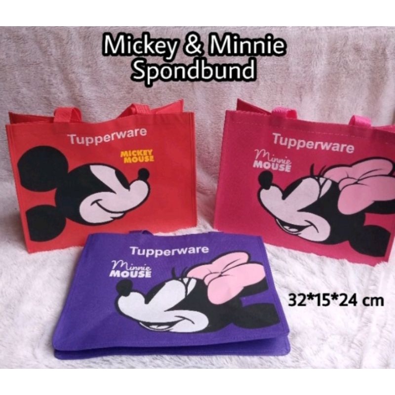 tas tupperware sponbund mickey&minnie mouse /tas souvenir/tas serbaguna/tas anak/tas travelling/tas 