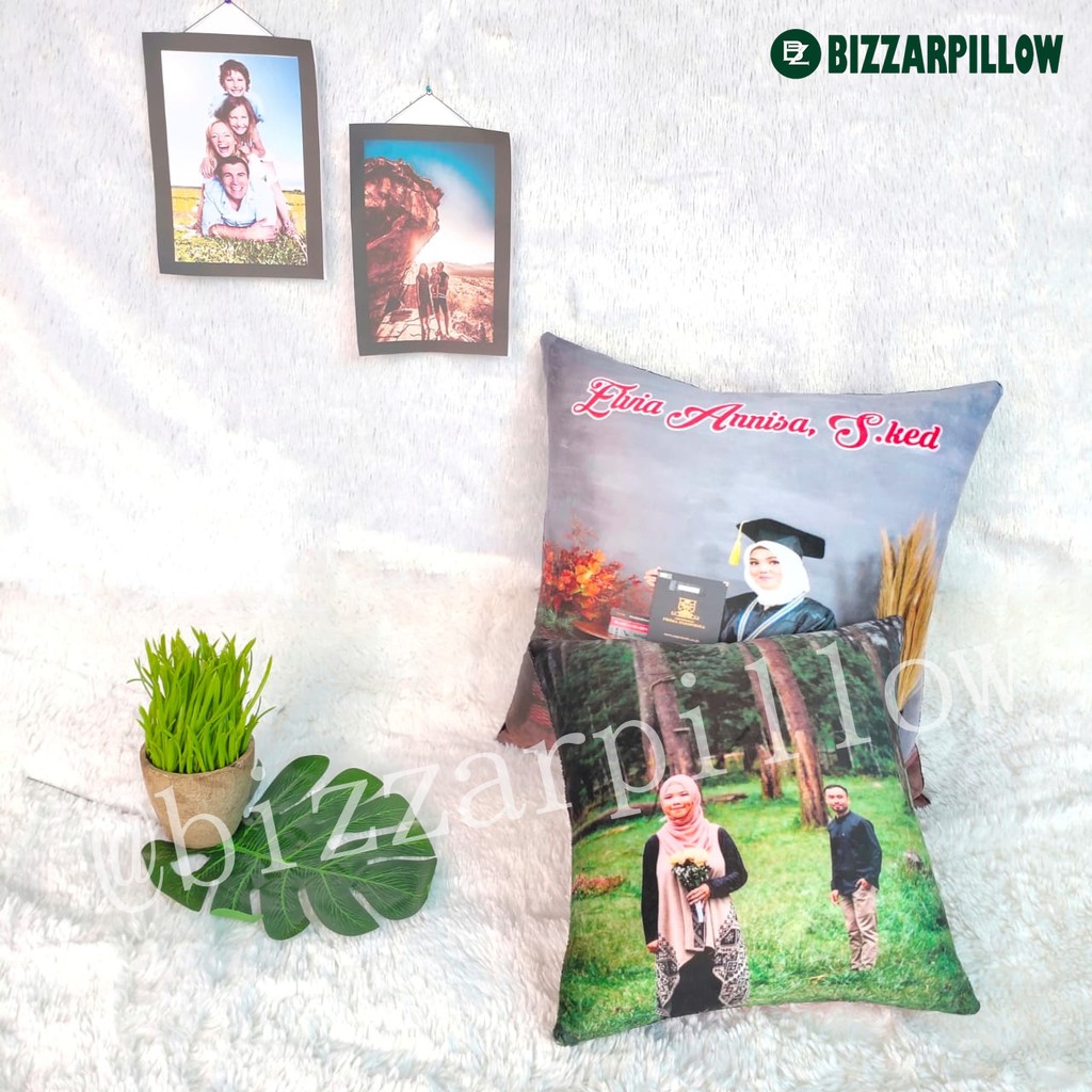 Bizzarpillow Bantal Foto Custom Fullprint 30x30 cm 1HARI JADI BZ060