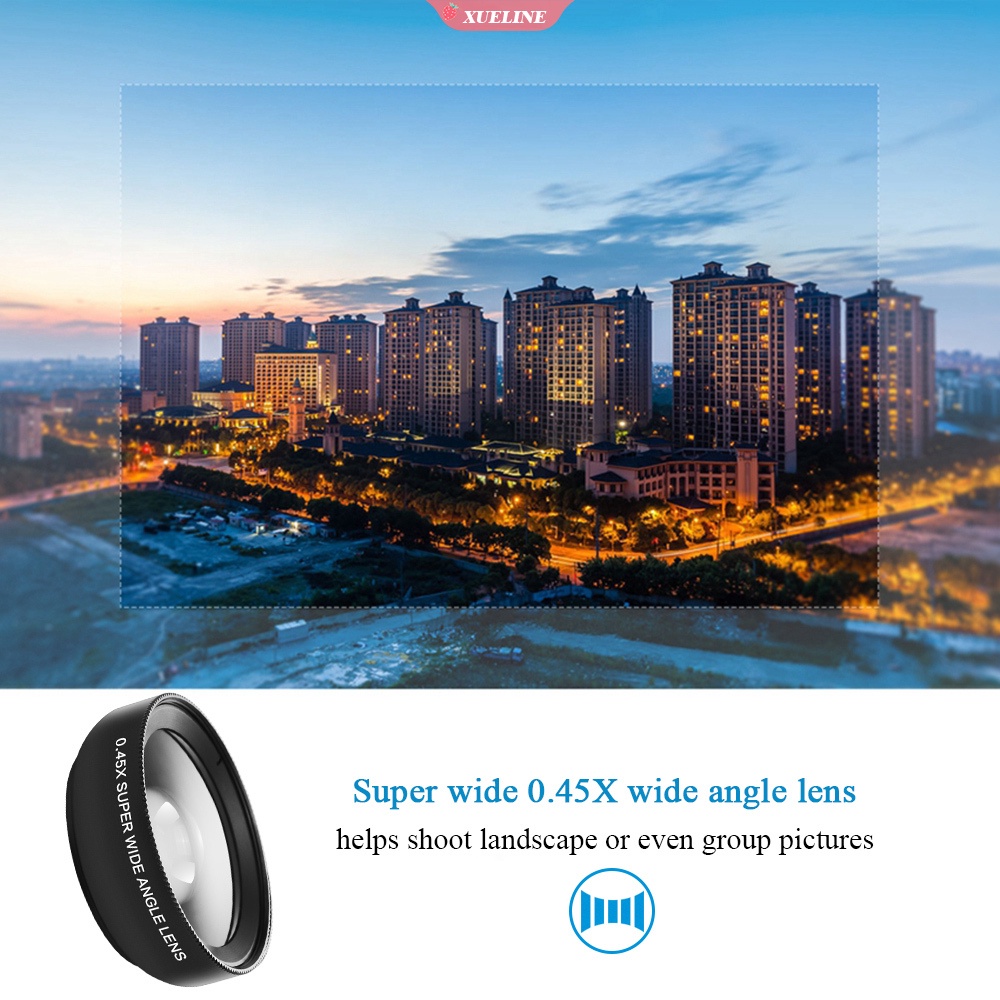 2 in 1 Lensa Wide Angle 0.45X Hd 37mm Universal Dengan Klip Untuk Handphone