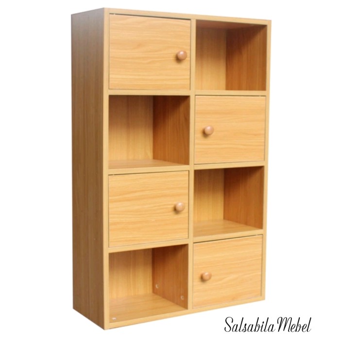 Rak buku minimalis/Loker serbaguna kayu mahoni