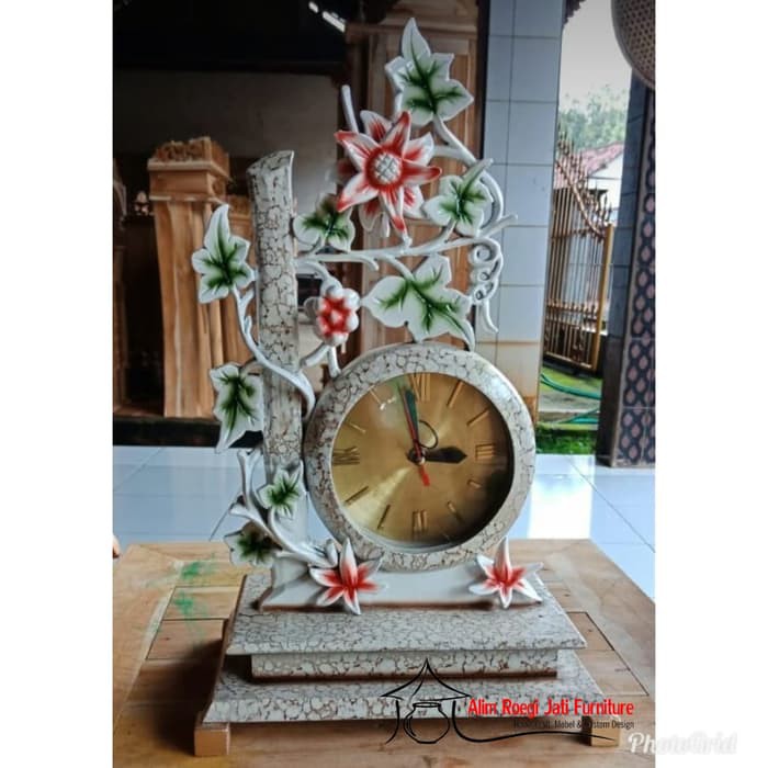 Jam Meja Mawar Jam Hias Mini Jati Jam Ukir Jati