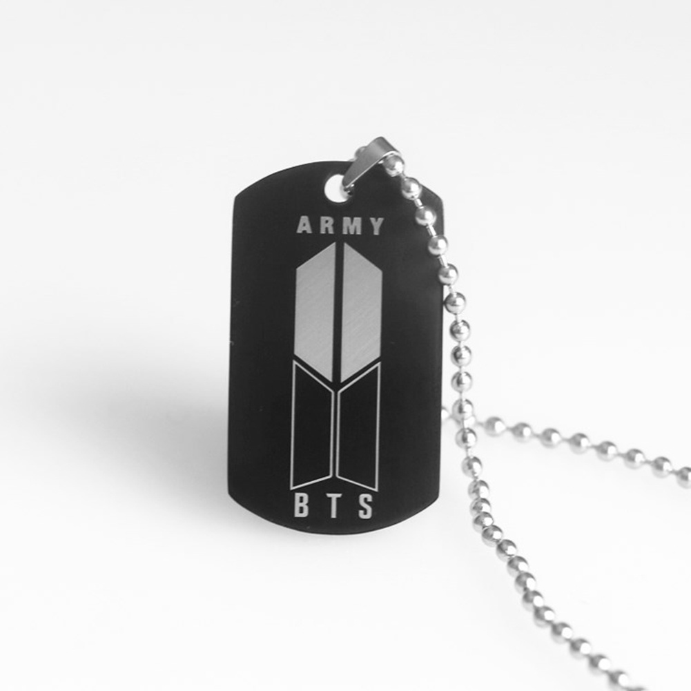 Hu Hu Hu Hu Hu Alat Bantu Pasang Kacamata♡ Kalung Rantai Liontin Logo Bangtan Boys Bahan Stainless Steel Untuk Unisex