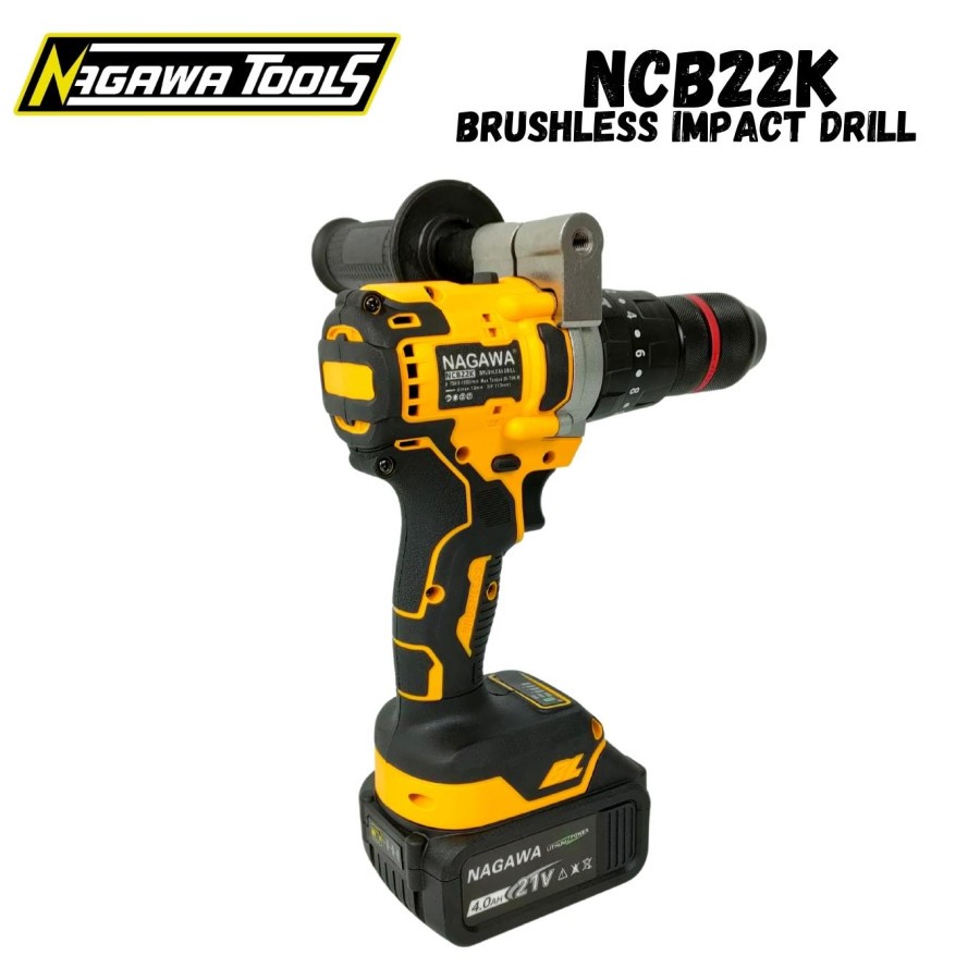 Brushless hammer drill 13mm mesin bor bateri set NAGAWA NCB22K