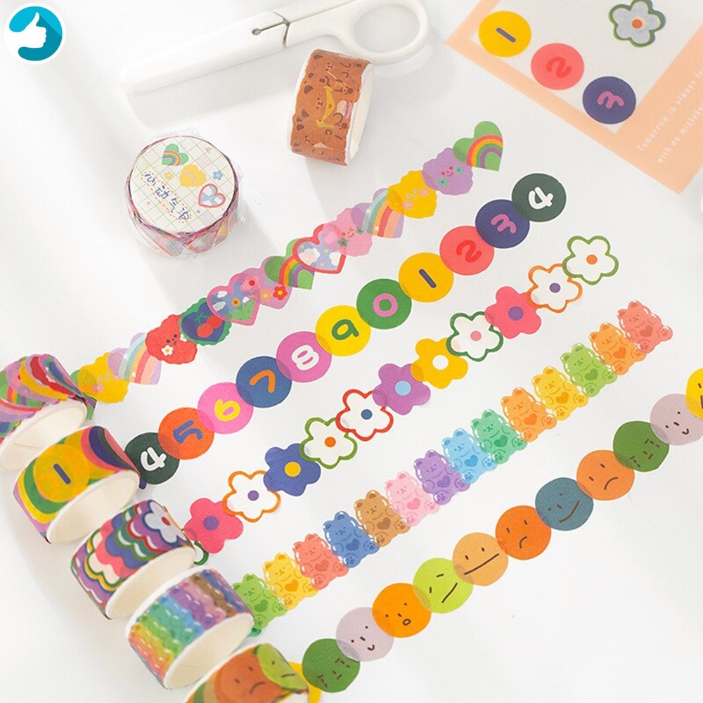 (Aaoottuuoo5.Id) 100pcs / Roll Stiker Kertas Motif Kartun Lucu Untuk Dekorasi Scrapbook / Sekolah Diy