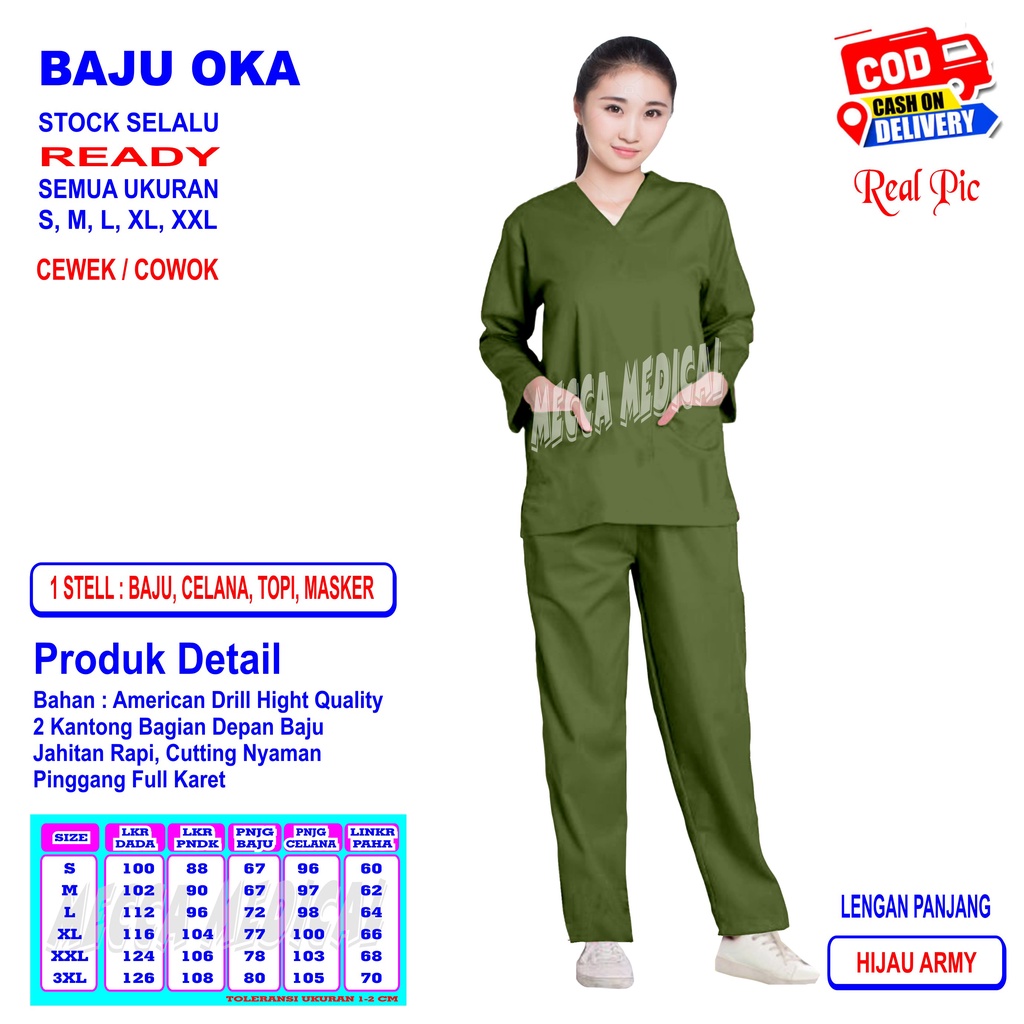 SCRUB PERAWAT   BAJU OKA   SERAGAM MEDIS   BAJU JAGA   BAJU PERAWAT LENGAN PANJANG READY