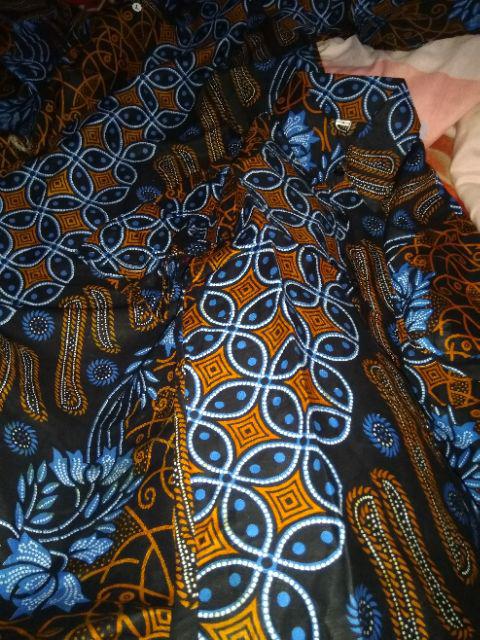 Batik Couple Keluarga Parang -- Motif Seno Biru -- Batik Modern Keluarga