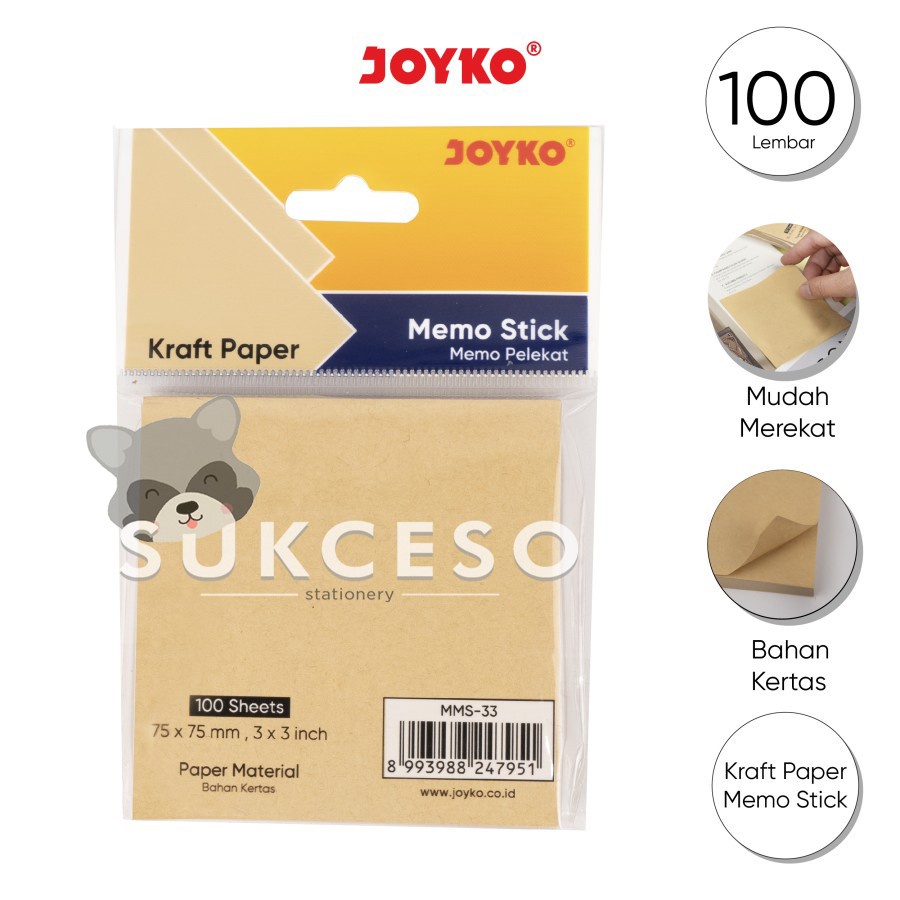 

Joyko Memo Stick MMS-33 Kraft Paper / Sticky Notes Kraft Paper