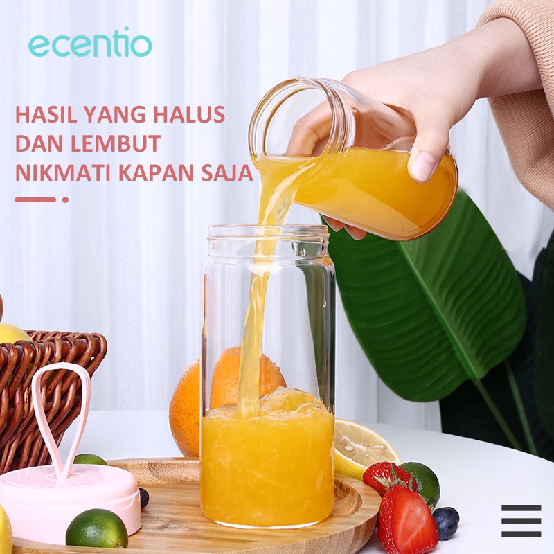 ecentio blender juicer portable 300ml+300ml 4 mata pisau ganda botol USB electric mini kaca cangkir gelas blender