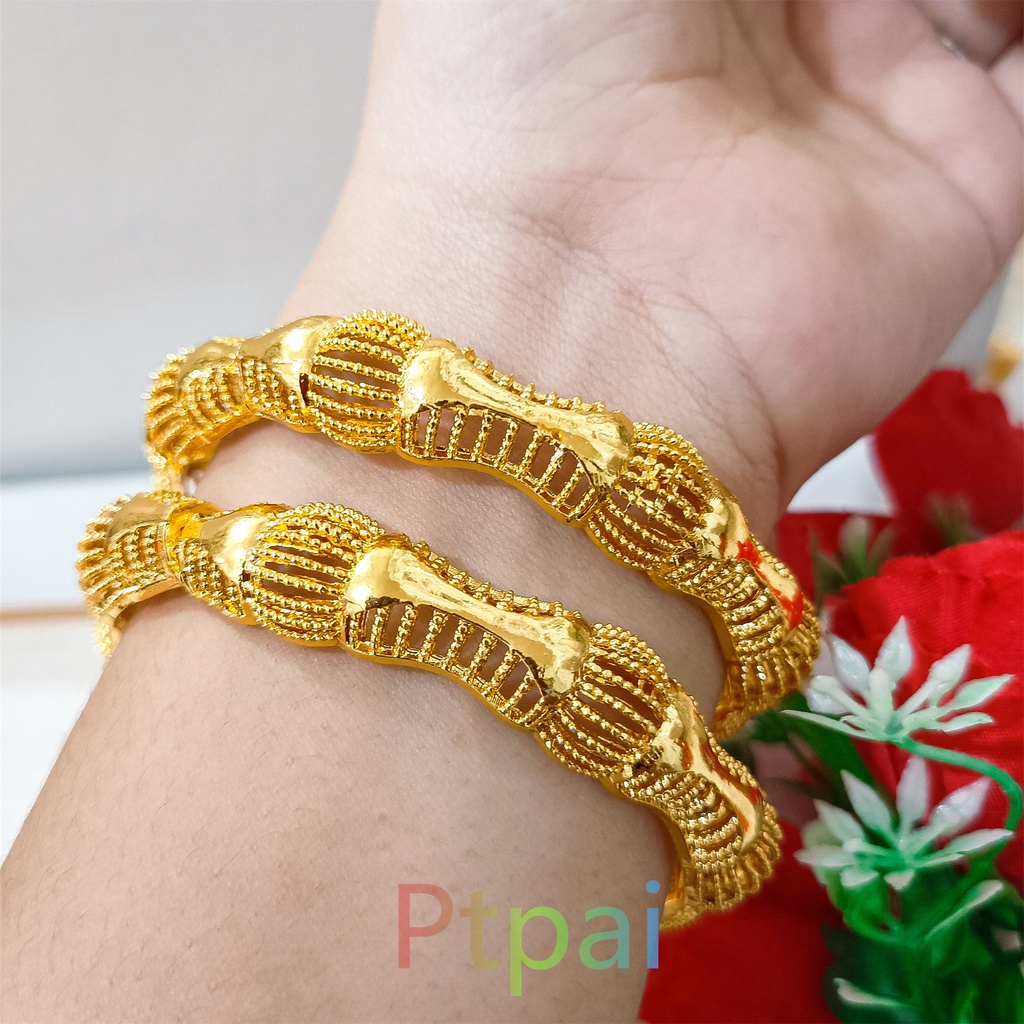 Gelang tangan Keroncong terbaru wanita duabi fashiopn perhiasan lapis Emas 24k gold bangle