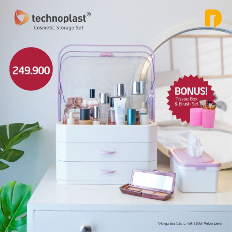 Technoplast Cosmetic Storage Tempat Kosmetik Luas Muat Banyak Plastik Tebel