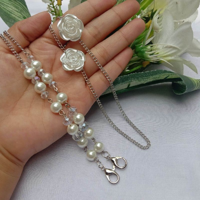 strap masker 2 in 1 -konektor-pengait bunga-aksesoris- kekinian