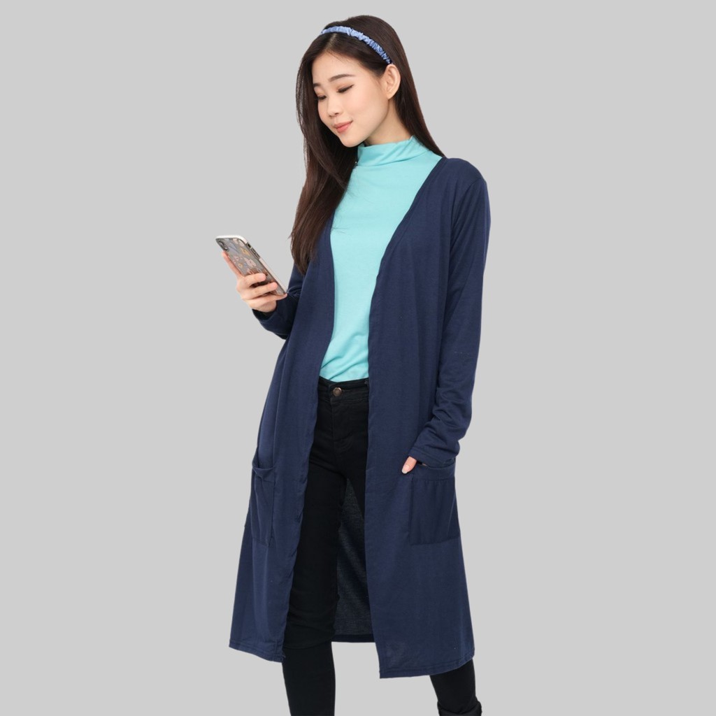 Monellina CRLONG Cardigan Oversize Wanita Panjang Polos-4