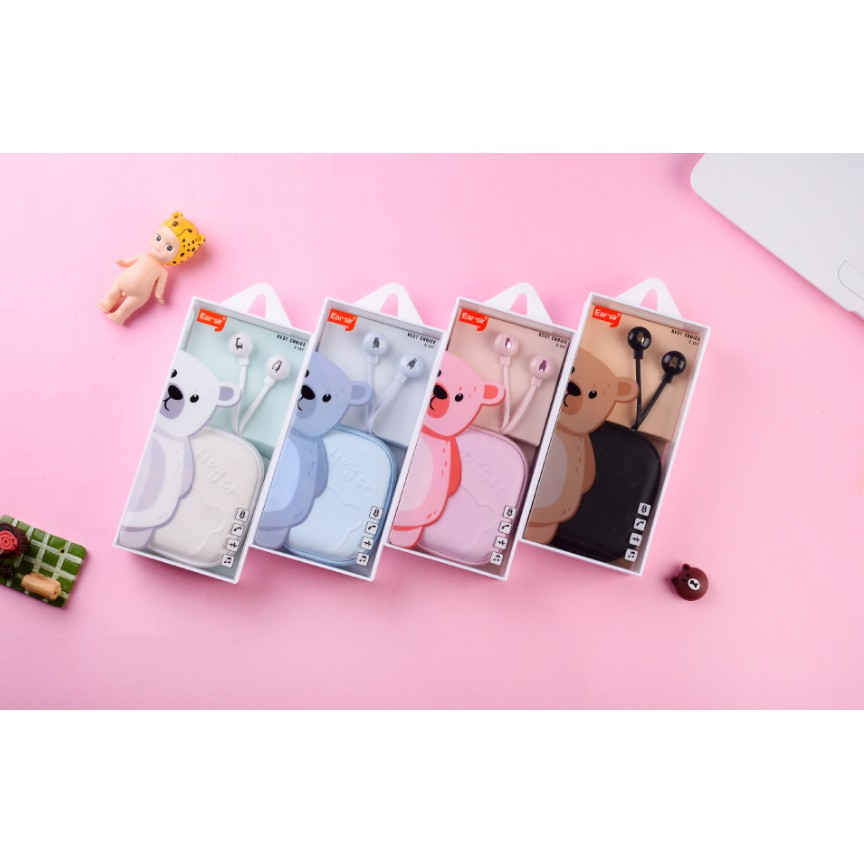 [E-157] Headset Earphone Motif TEDDY BEAR Simple / Wadah Headset Motif Teddy Bear Beruang Polos Lucu