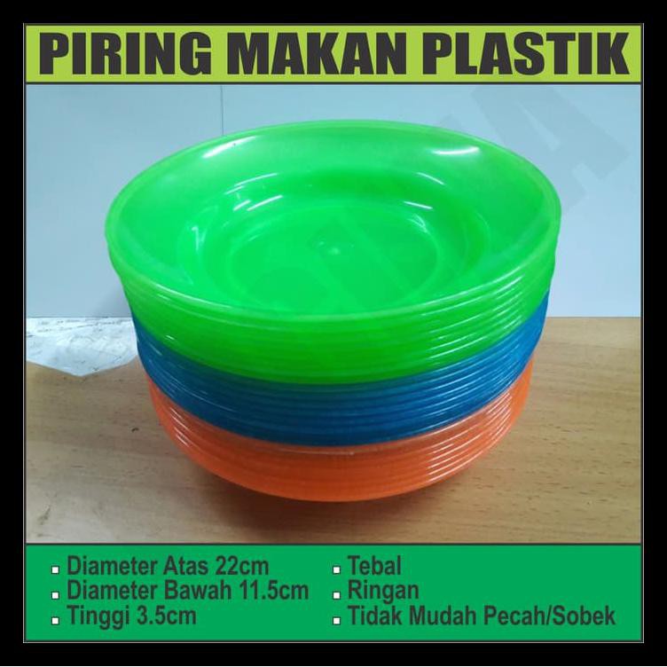  Piring Makan Plastik  Tebal Besar Murah Transparan Warna 