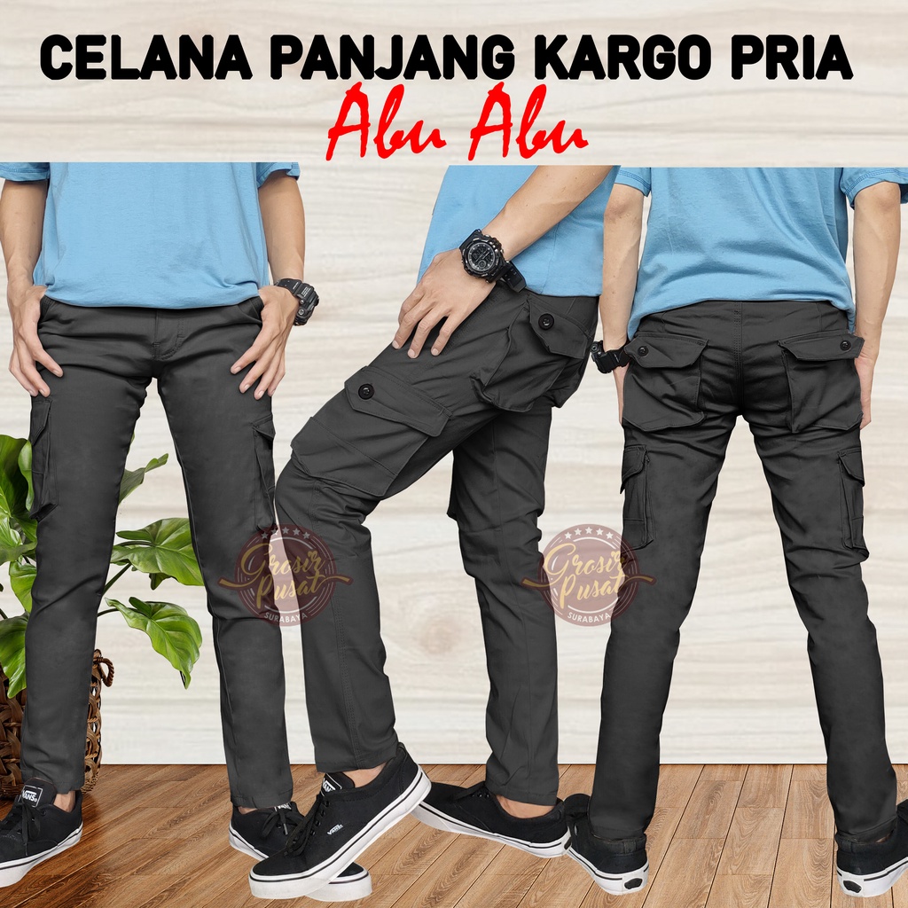 Celana Panjang Kargo Abu PDL Gunung Kempol Pria