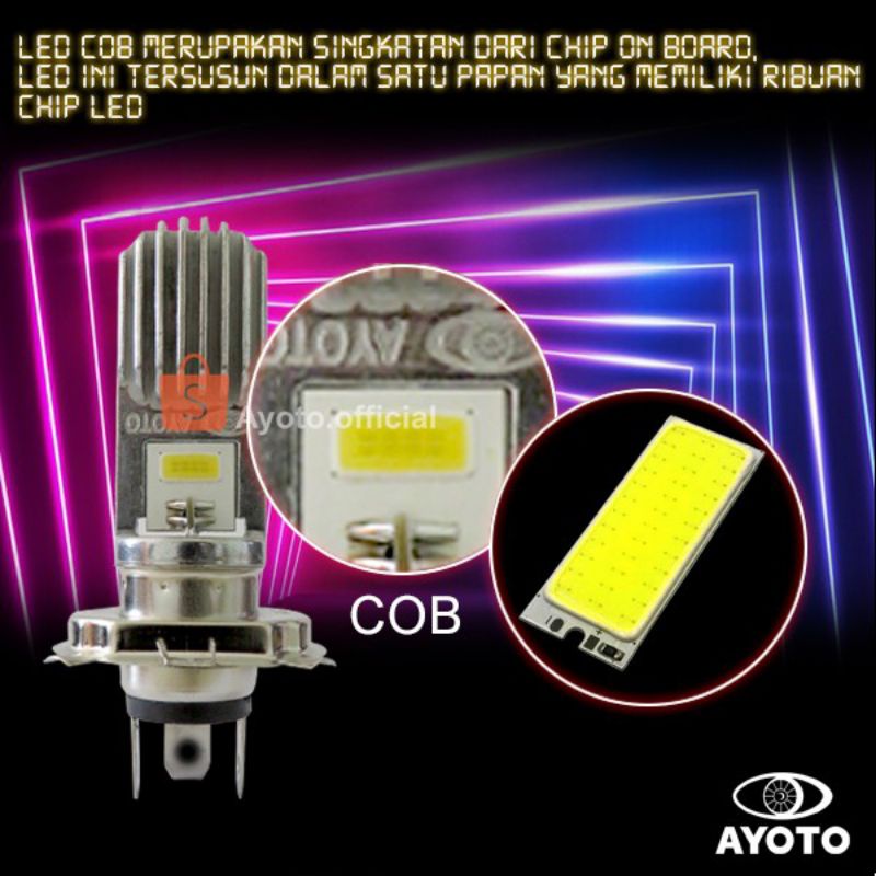 AYOTO LAMPU MOTOR  DEPAN LED HEADLAMP LED H4  AC DC M3A ORIGINAL