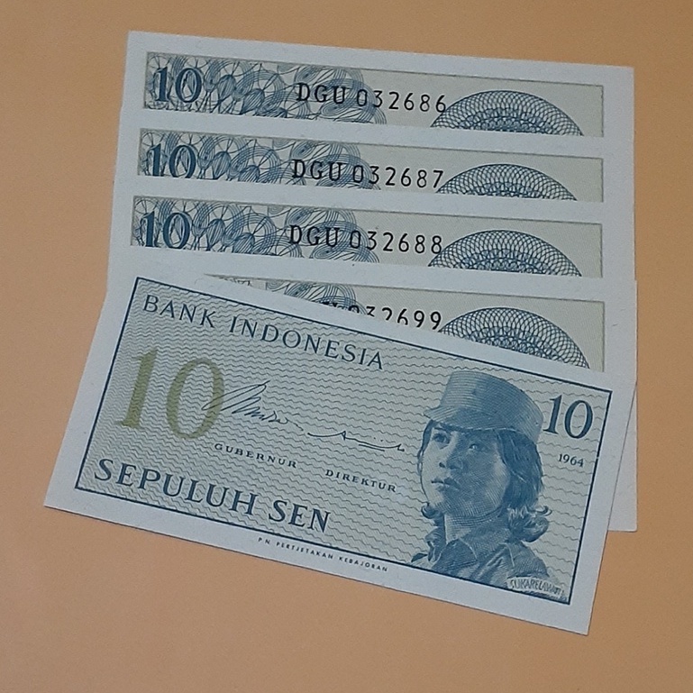 Uang kertas kuno 10 Sen seri sukarelawan tahun 1964