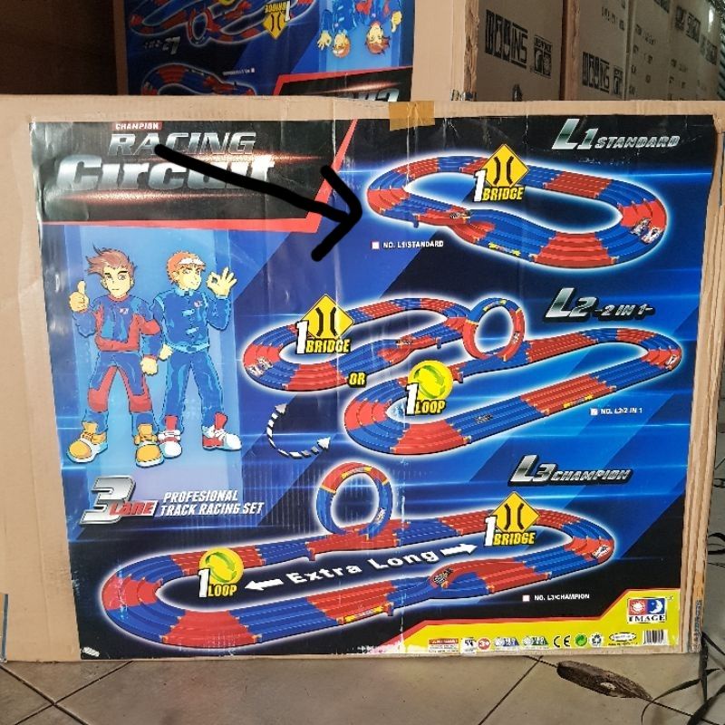 TREK ARENA JALANAN TAMIYA 3 JALUR SET TRACK IMAGE (L1 STANDARD PINDAH JALUR)