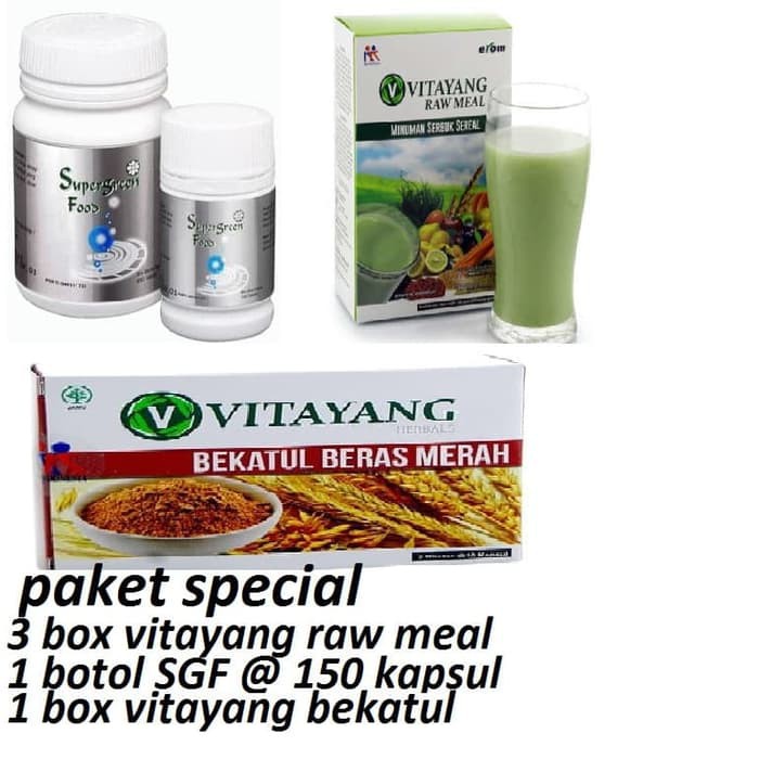 

vitayang raw meal 3 box plus vitayang bekatul 1box & SGF 1botol 150kap