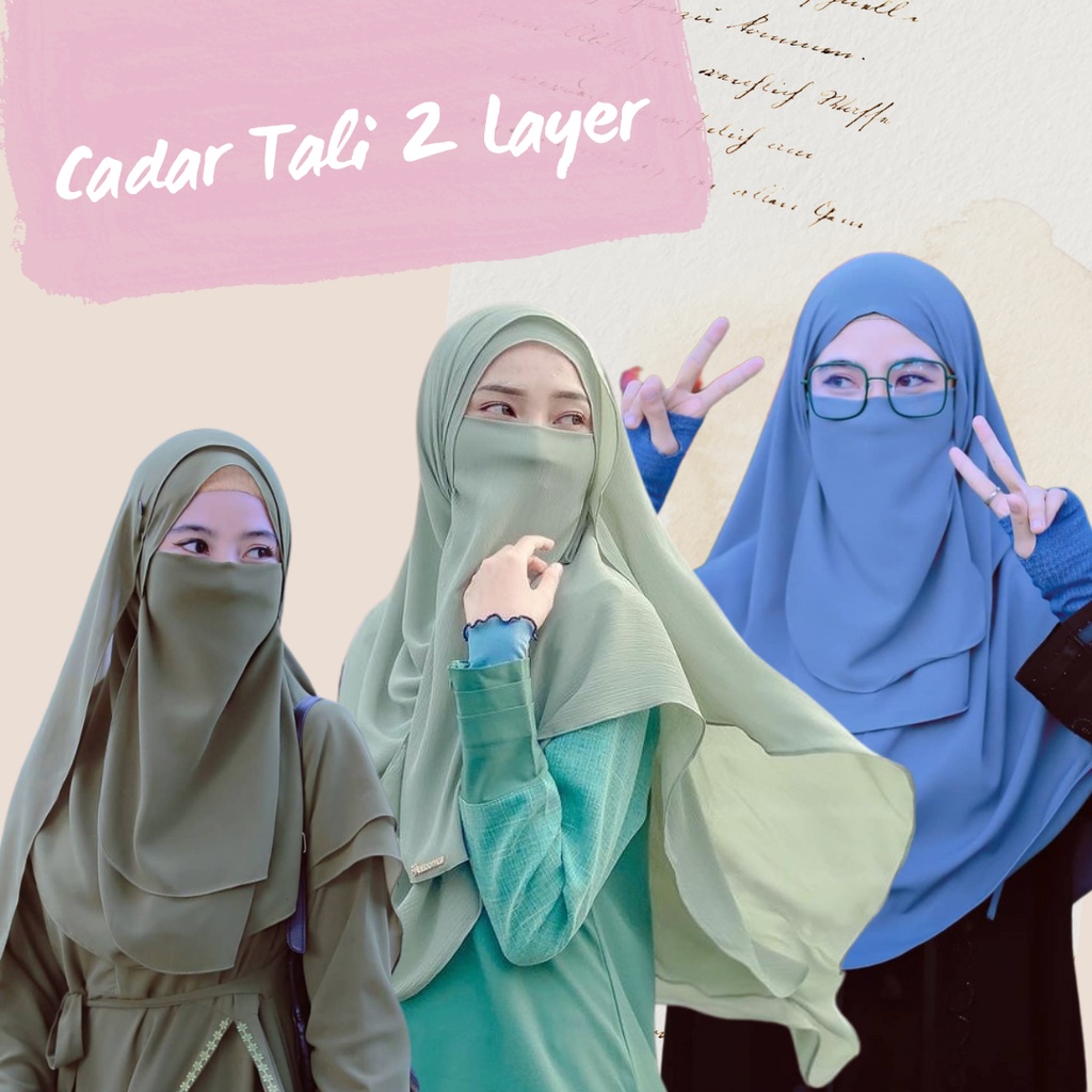 25 warna Cadar Tali 2 layer | cadar 2 susun babydoll cadar bandana poni cadar tali babydoll cadar layer babydoll