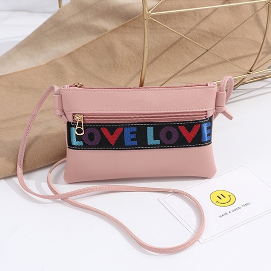 Tas Selempang Mini Wanita Love Korean Fashion Style Tas Cewek Import Sling Bag PU Satu7an T47