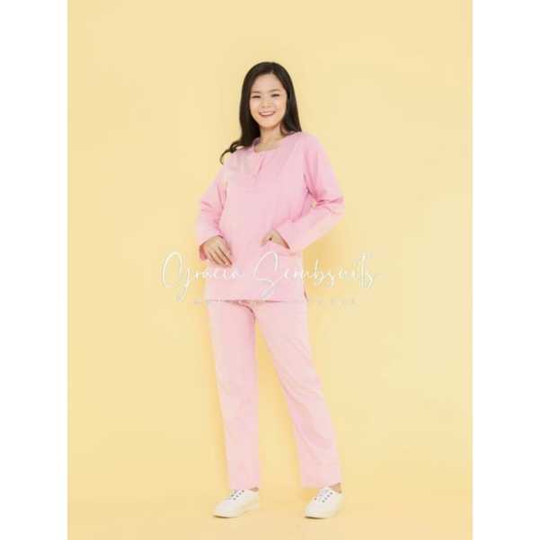 GRACIA SCRUBSUITS - SATU STEL SCRUB/baju jaga MODIFIKASI (kancing/kerah shanghai) MURAH