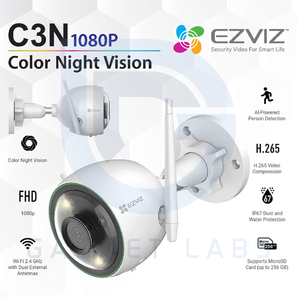 Ezviz C3N 1080P Ourdoor IP Cam Wifi Color Night Vision Garansi Resmi