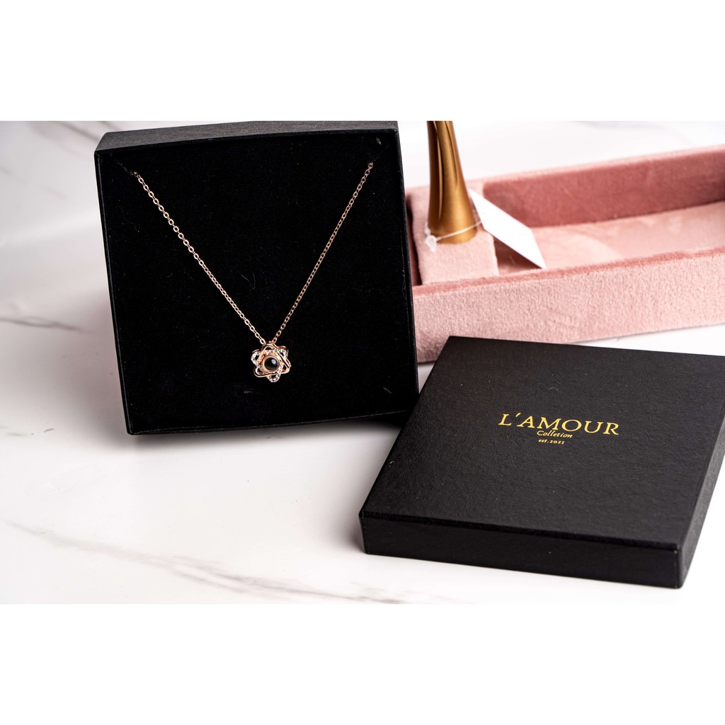 100 Bahasa I Love You Necklace / Kalung I Love You Couple Alloy Rose Gold