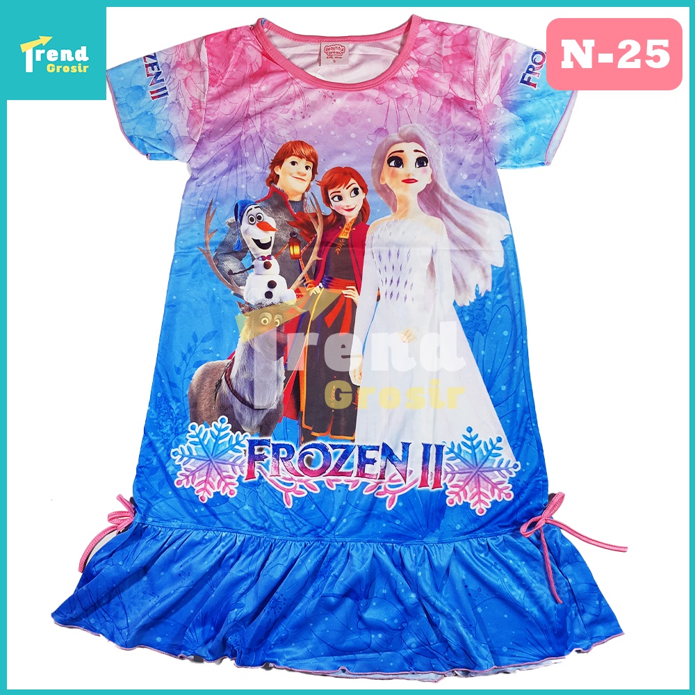 Daster Anak Frozen/ 10-13 tahun / Baju Anak Perempuan / Dress anak Jumbo / Elsa Ana / DS