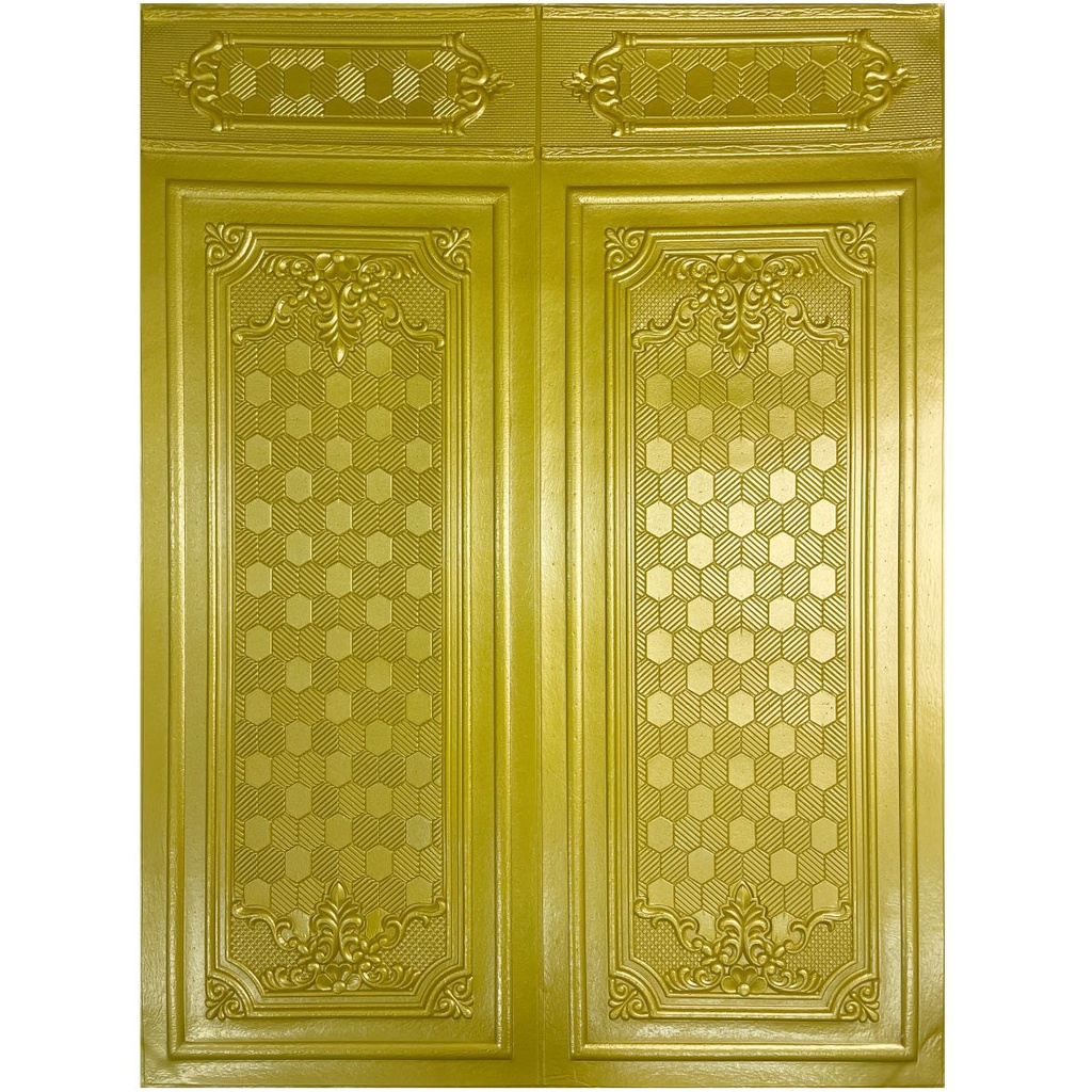 Wallpaper Sticker Foam Dinding / Wallfoam 3D Emboss Dekorasi Kamar Rumah Motif Lemari Classic Real 6mm-M-010C-Goldkehijauan