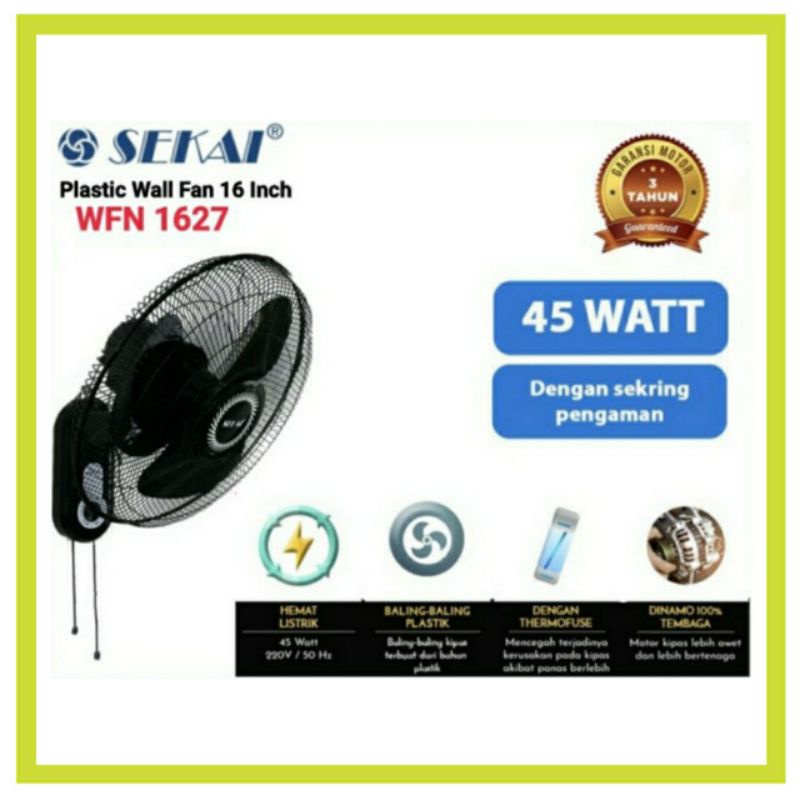 Sekai Wall Fan WFN 1627 Kipas Angin Dinding 16 Inch WFN1627 WFN1626 WFN 1626