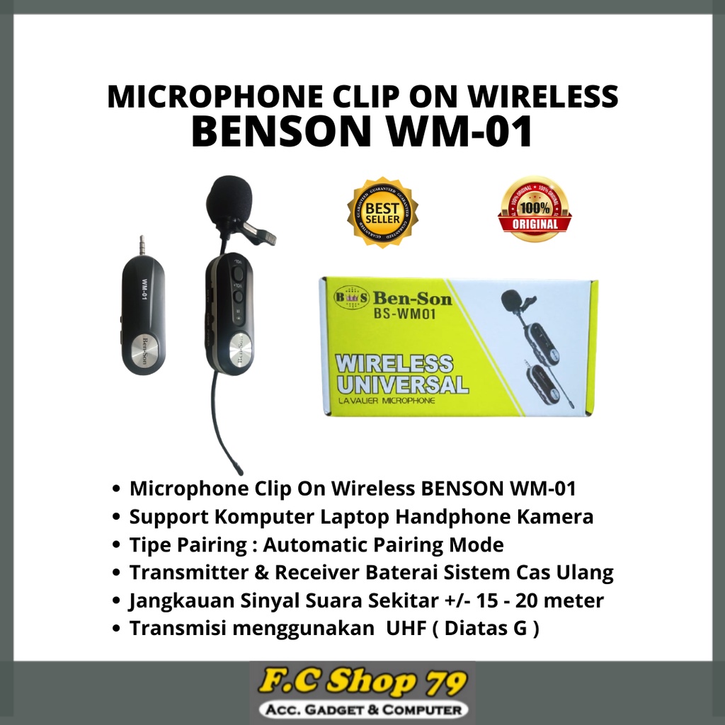 Jual PROMO Microphone Mic Mikrofon Clip On Wireless Support Handphone