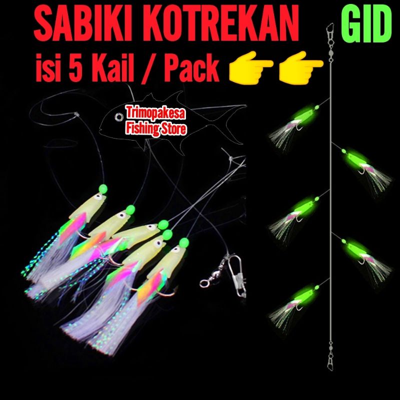 Kotrekan isi 5 kail / Sabiki / Umpan Selar / Umpan Gembung / Umpan Tongkol