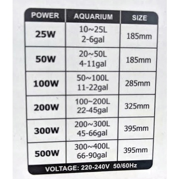 heater stainless besi 25 50 75 watt 25watt 50watt 75watt penghangat pemanas air aquarium aquascape