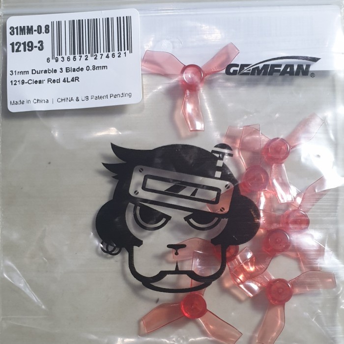 TERBARU Propeller Gemfan 1219/8pcs/31mm/0.8mm - Merah 0.8mm