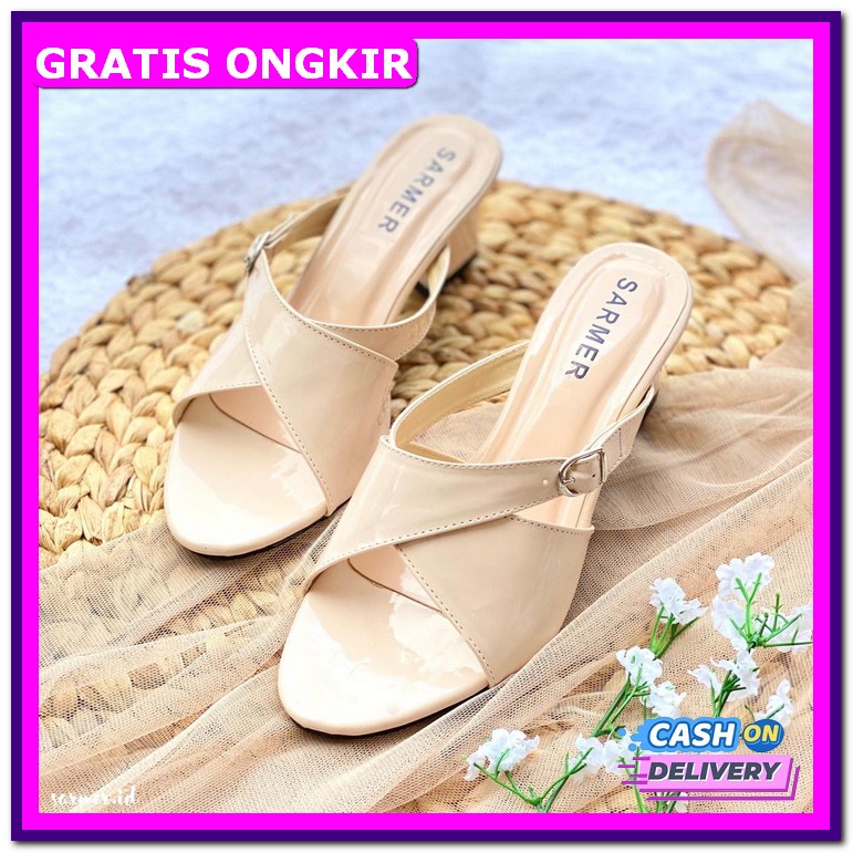Freeongkirr-1287||Sandal Sepatu Sendal Heels High Heels Haigh Hils Hel Sarmer - Zefa Heels Cream