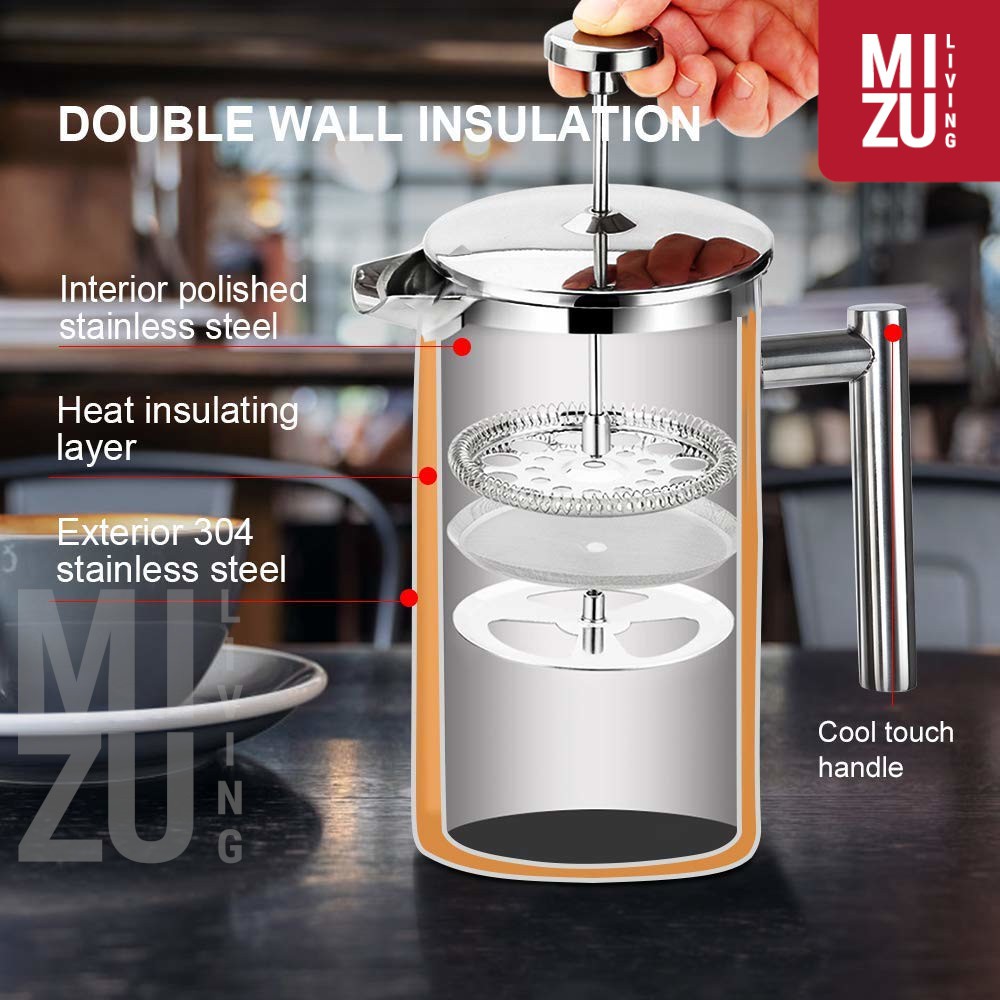 FRENCH PRESS Stainless Steel 350 800 1000 1500 ml Paperless Coffee Plunger Coffee Maker Tea Maker