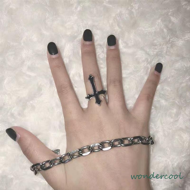 Cincin Jari Telunjuk Model Silang Gaya Retro Punk Untuk Unisex -Won