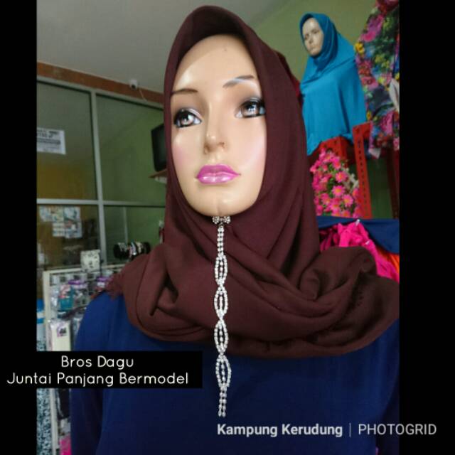 Bros Dagu Juntai Panjang Mewah Bermodel Aksesoris Jilbab Hijab Pasmina Kerudung Wanita Muslimah