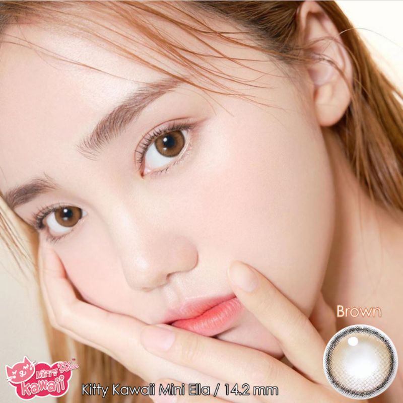 PROMO Soflens Kitty Kawaii  Mini Ella Warna Gray Grey Pumpkin Brown Hazel Olive Idol Dream color princess eyesm