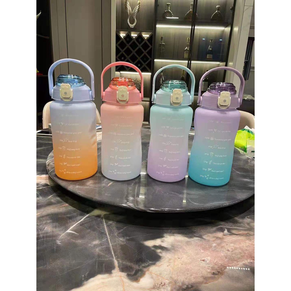 FREE STIKE 2D Botol Minum Pastel Sticker Jumbo 2L Seperti Quifit / Botol Reminder / Botol Unik