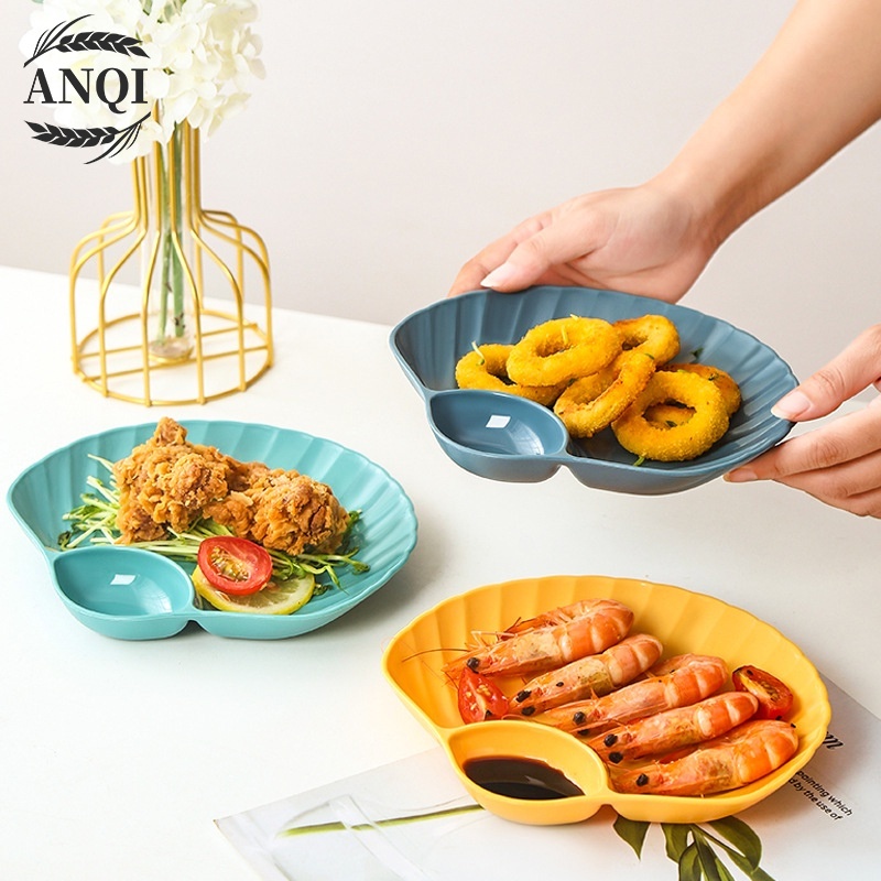 ANQI 1888 Piring Kerang Shell Plate Kue Roti 2in1 Tempat Saos Kecap VS-90